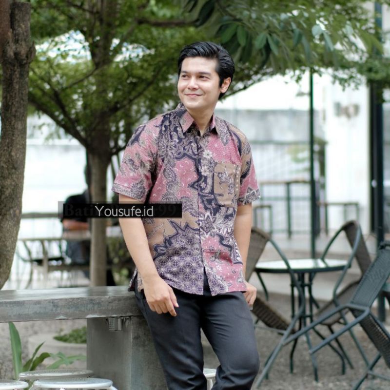 Batik Pria Lengan Pendek Katun Halus Nyaman Adem Tidak Gerah Casual Formal Seragam Kantor Kerja Pernikahan Hajatan Keluarga Couple Batik Produksi Pekalongan Kode MJH01H