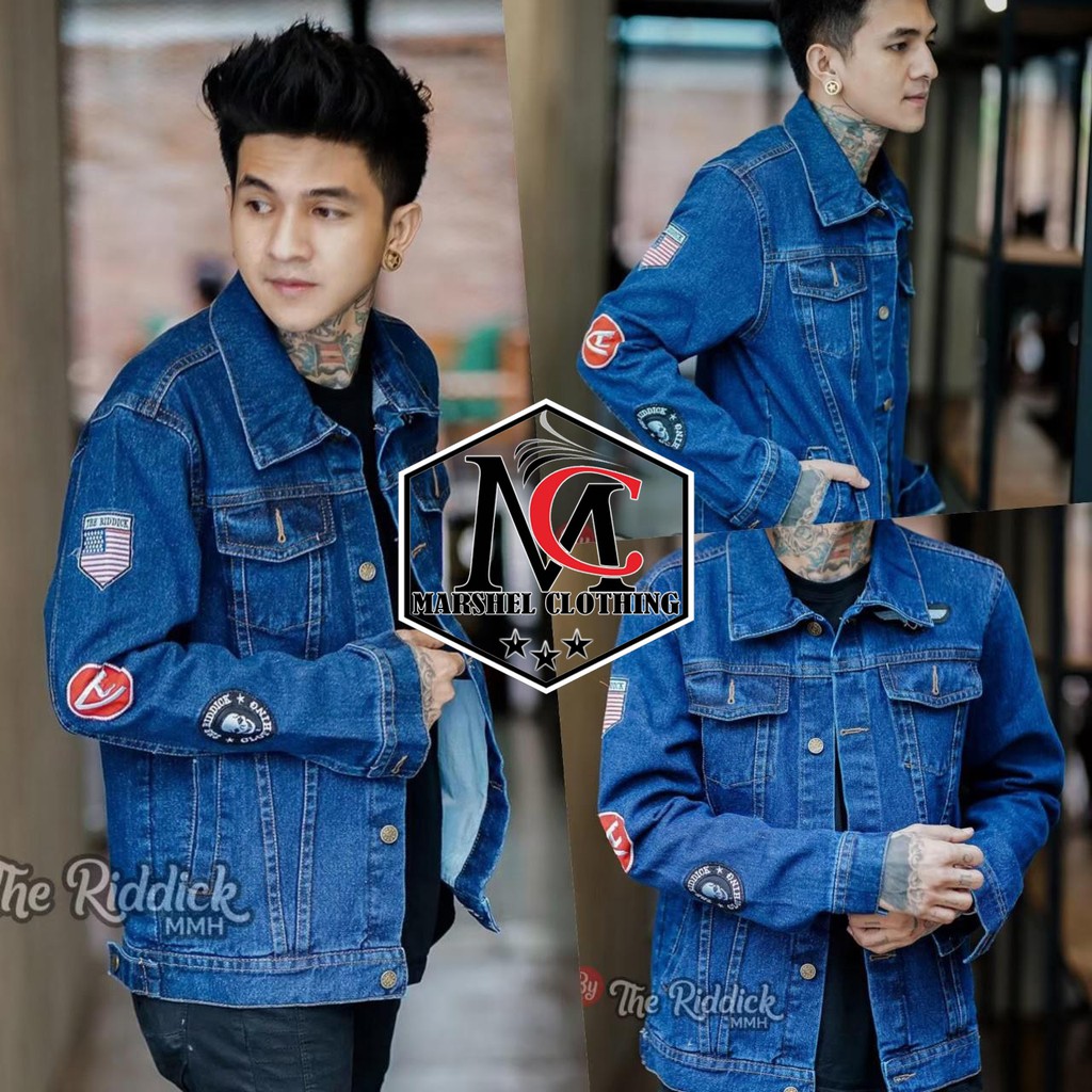 RCL - Jaket Jeans Emblem Pria Terbaru / Jaket Jeans Emblem 01 / Jaket Jeans The Riddick MMH PREMIUM