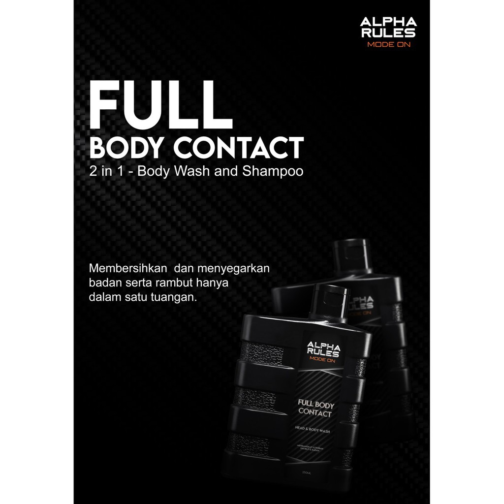 (Bisa COD) ALPHARULES FULL BODY CONTACT 2IN1 SABUN + SHAMPO PRIA ALPHA RULES