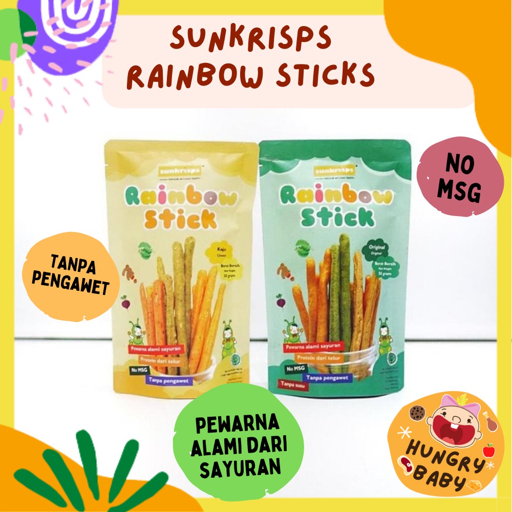 Sunkrisps Rainbow Stick 50 g / Stik Pelangi Anak / Sunkrisp Sticks Baby Snack / Cemilan Anak 1yr+