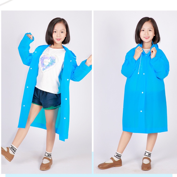 Jas Hujan Anak Perempuan Korea Mantel Polos Terusan Ponco Terbaru Raincoat Kids W1