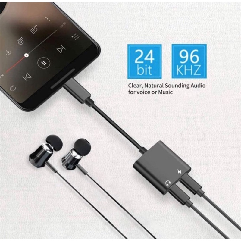 2in1 Type-C Audio Jack 3.5mm &amp; Charging 2A Kabel Adaptor JH-020