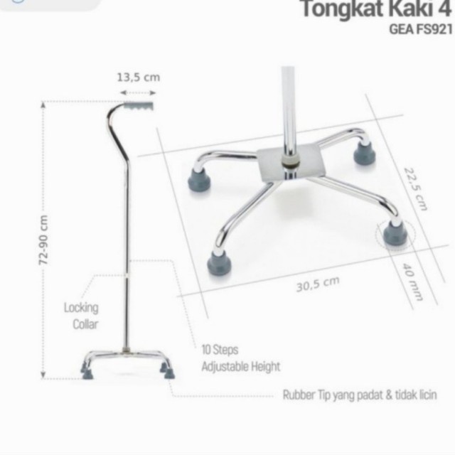 Alat Bantu Jalan Lansia / Tongkat 4 kaki GEA FS921