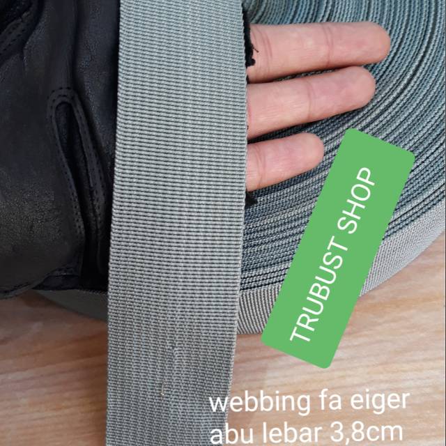 Tali webbing bisban 3,8cm abu jual ecer meteran