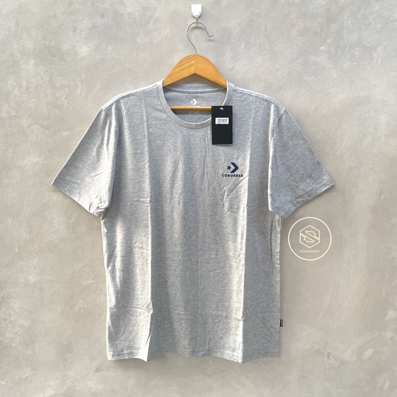 KAOS CONVERSE STAR CHEVRON SCRIPT T-SHIRT BLACK ORANGE RED GREY ORIGINAL