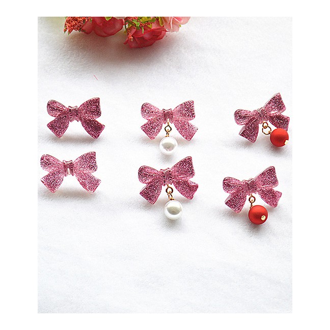 LRC Anting Tusuk Fashion Earrings Shiny Bow Pearl P85084