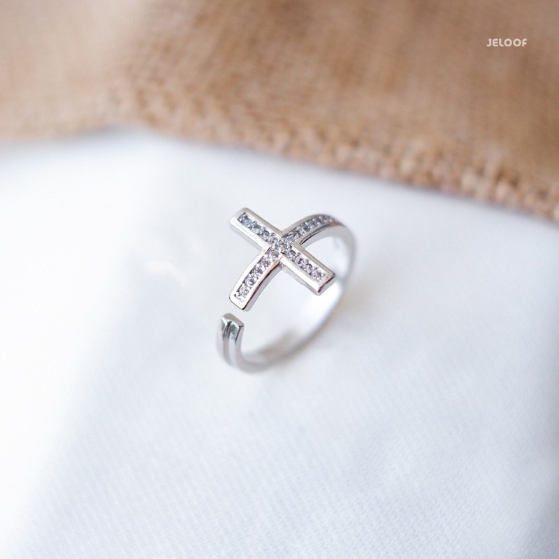 Jeloof Cincin Starlight | Silver | Cross Ring Cincin Wanita