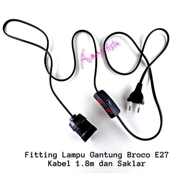 Fitting Lampu Gantung Broco E27 Dengan Kabel 1.8M Dan Saklar