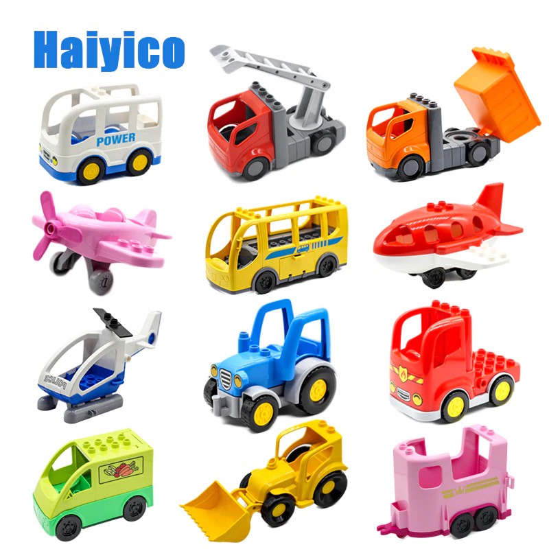 Mainan Lego Mini Cars Plane Big Building Blocks Bus Carriage Truck Van Trailer Helicopter