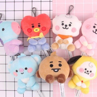 Ready Stock KPOP BTS BT21 Baby 12cm Seated Doll TATA COOKY CHIMMY KOYA SHOOKY MANG RJ Baby Plush Keychain-2