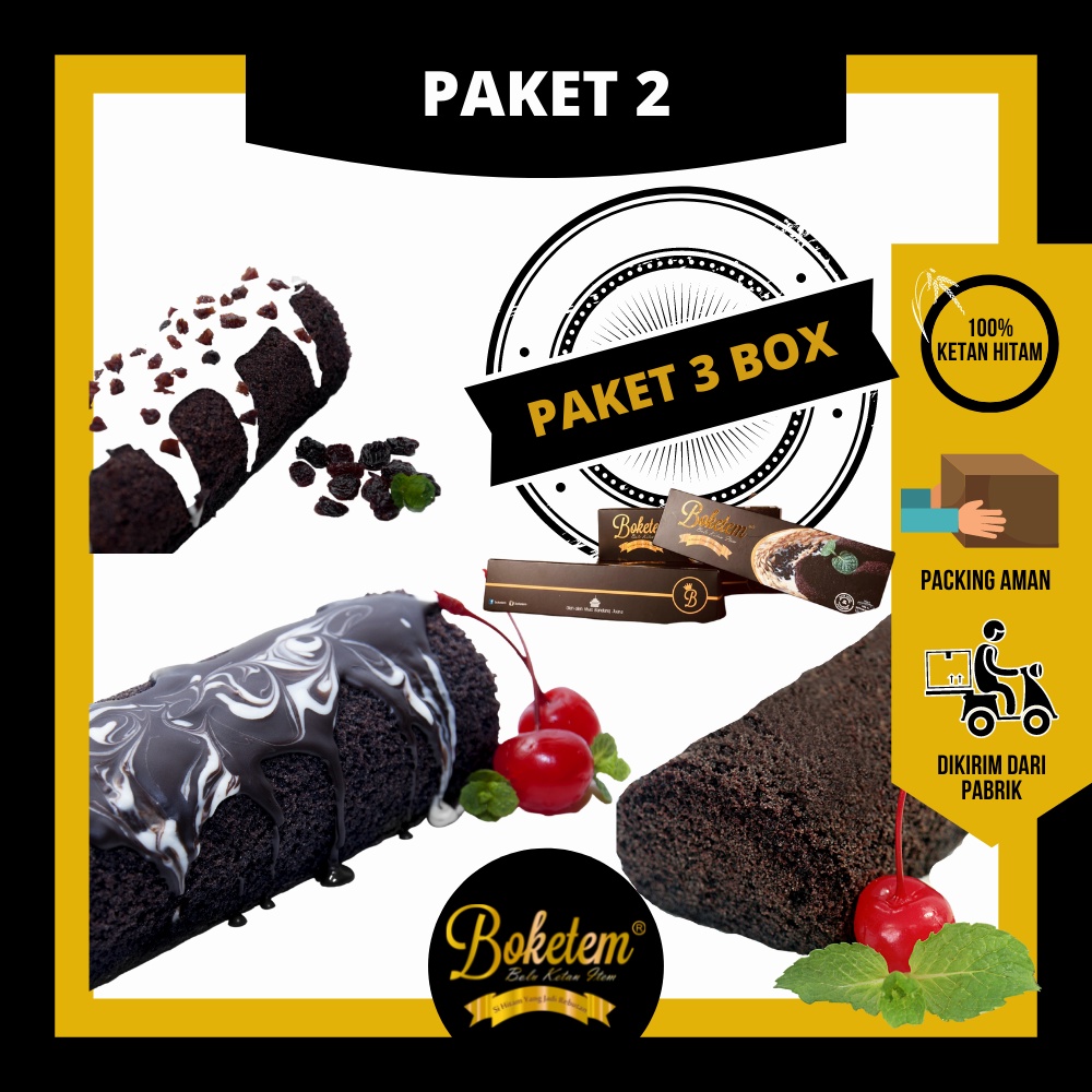 

RB22 Bolu ketan item - Paket 3 Box - Boketem - Oleh oleh Bandung