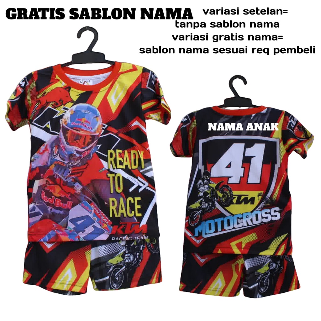 baju kaos jersey anak motor cross/setelan anak cross rockstars size 4-20