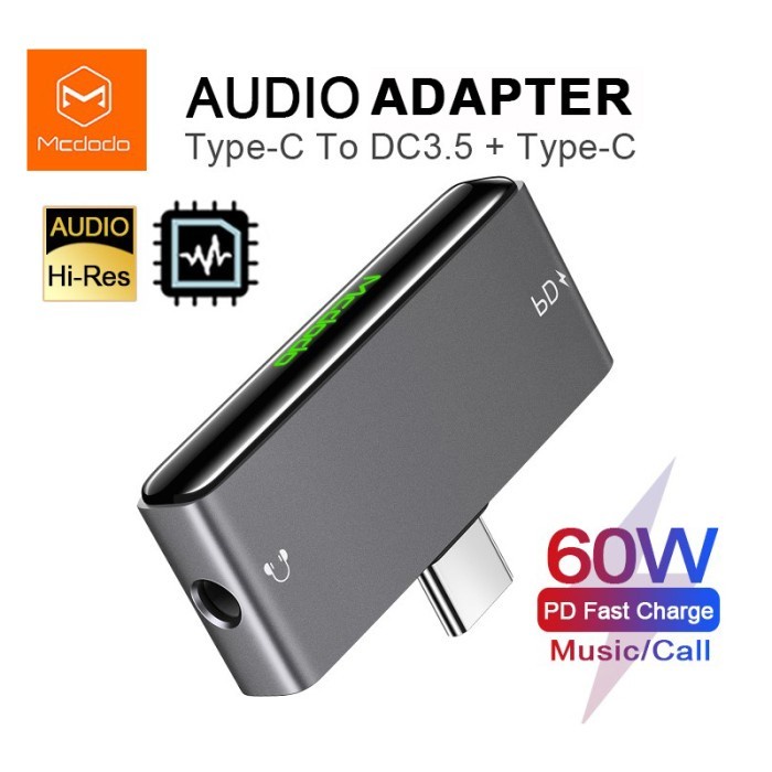 MCDODO AUDIO SPLITTER TYPE C TO JACK 3.5MM CHARGING+AUDIO+CALL CA-7540 CA-7660 CA-1880 CA-7560 CA-75
