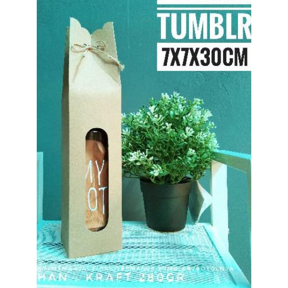 JSN [ 10pcs] TUMBLER BOX / BOTOL SOUVENIR BOX 7x7x30cm - BROWN KRAFT NB