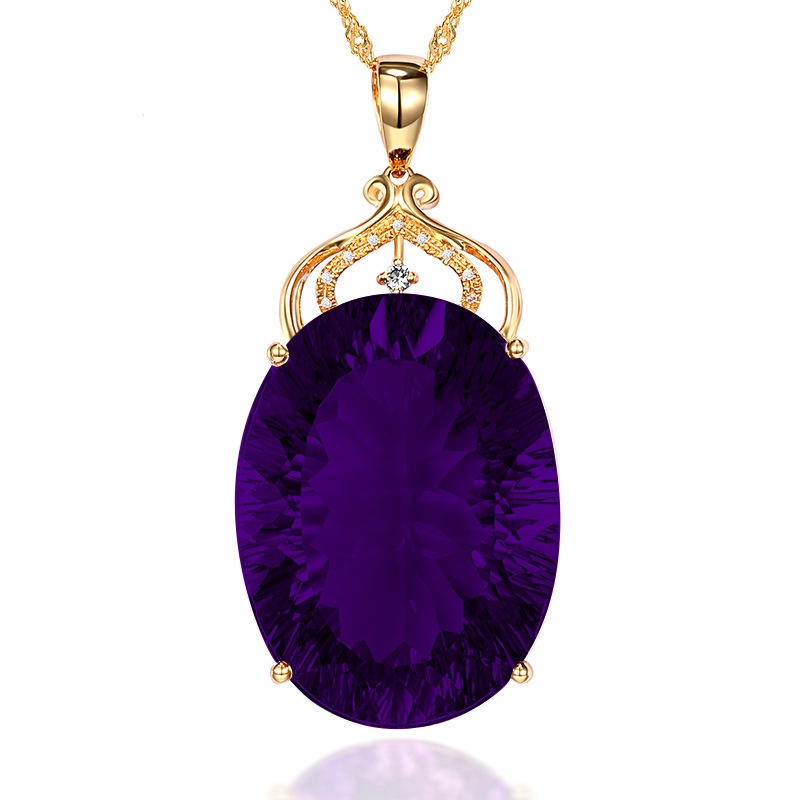 [Ready Stock]Fashion New Luxury Amethyst Pendant Micro-Inlaid Full Diamond Necklace