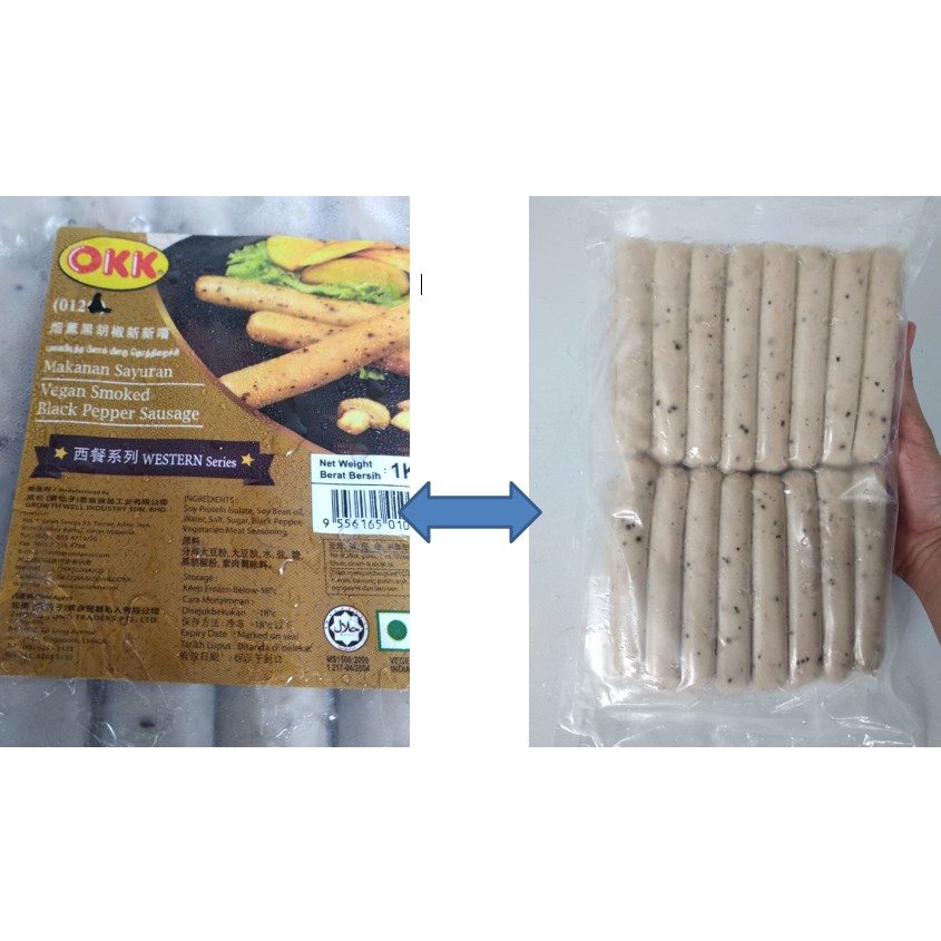 

OKK Sosis Vegan Smoke Black Pepper Sausage 500gr (BGKS POLOS)