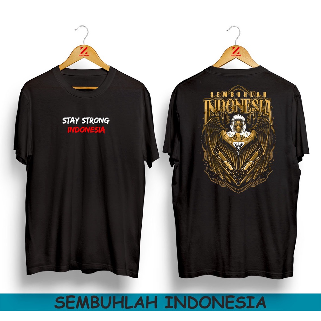 KAOS STAY STRONG INDONESIA SEMBUHLAH PANDEMI COVID 19 PPKM PANDEMIC / KAOS DISTRO / KAOS PRIA