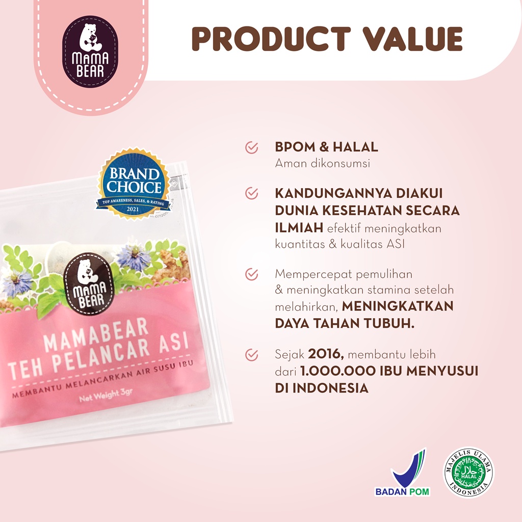 MAMABEAR Teh ASI Booster Tea Penambah Pelancar ASI Mama Bear Teh Box Rasa Original Lemongrass Blueberry Peach / MAMABEAR BANDUNG