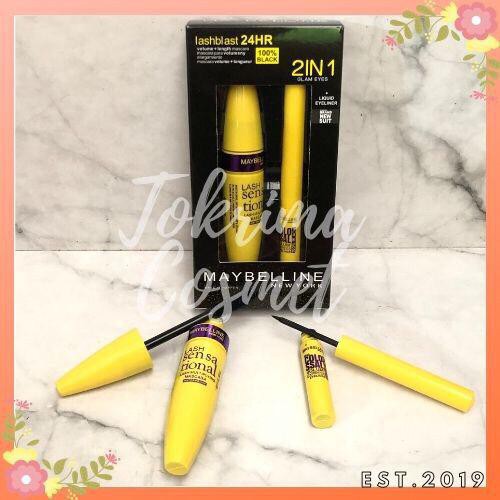 (CYBER) COD TERBARU MAYBELLINE MASCARA + EYELINER 2IN1 SET HITAM