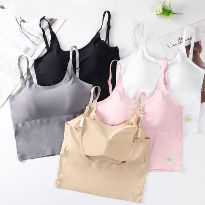 ❀ Chingu ❀ PW107 COD Tanktop Bra Wanita Mulus Crop Top Tanpa Kawat With Cup Bra Seamless Import Surabaya