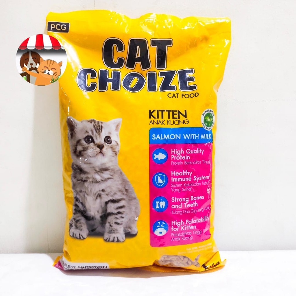 cat choize kitten salmon with milk 1kg   makanan anak kucing kering