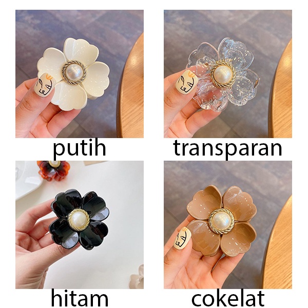 jepit rambut bunga flower pearl hairclip jje076 (1e3)