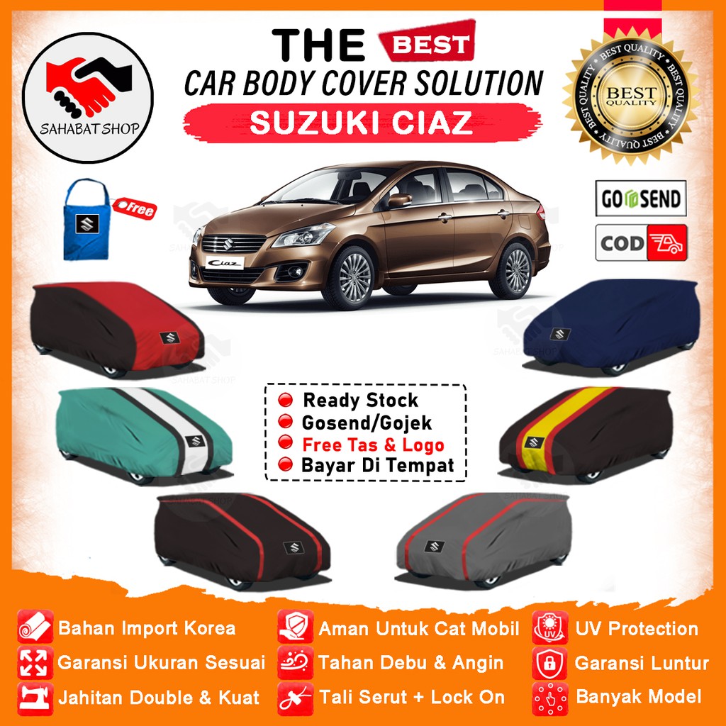 Sahabat Body Cover Mobil Ciaz / Sarung Penutup Sedan Ciaz Outdoor / Selimut Tutup Mantel Pelindung Mantol Jas Kerudung Kerodong Terpal Kelambu Bungkus Sedan Ciaz Anti Air Waterproof Model Orange