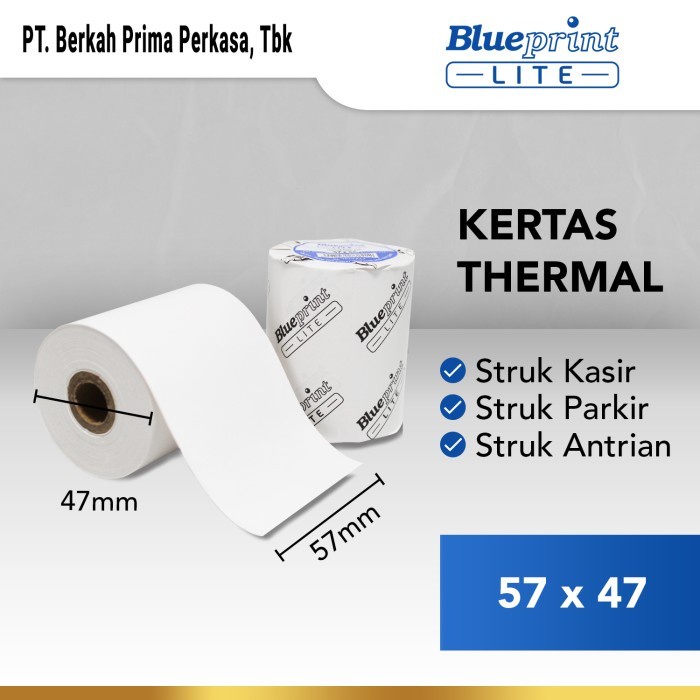 Kertas Thermal Struk / Kasir /Parkir 57x47mm BLUEPRINT Lite 57x47 Core