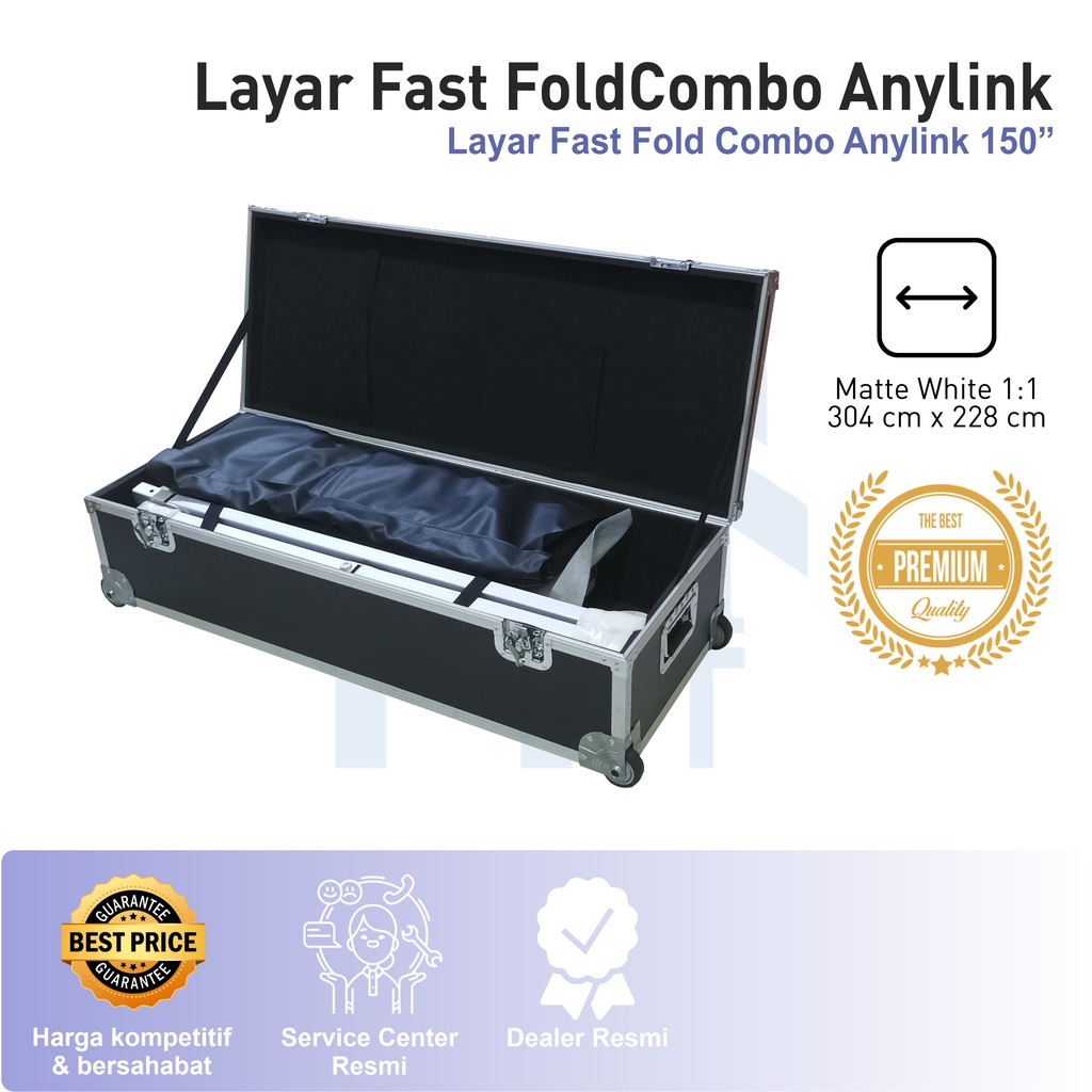 MDN Layar FastFold COMBO 150&quot; ANYLINK Fast Fold COMBO 150&quot; proyeksi Depan Belakang