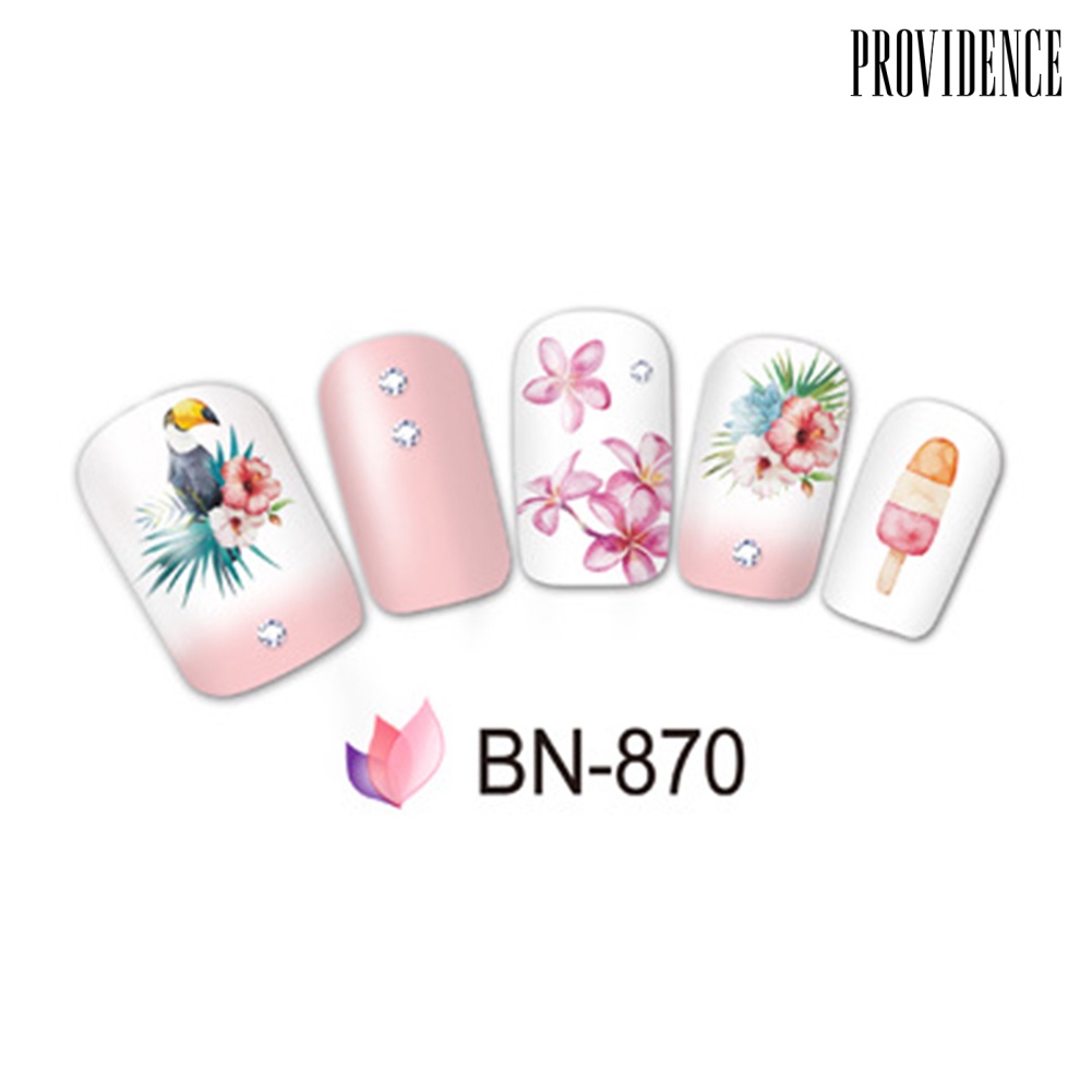 Providence Stiker Decal Transfer Air Motif Bungadaunflamingo Untuk Dekorasi Nail Artmanicure Diy