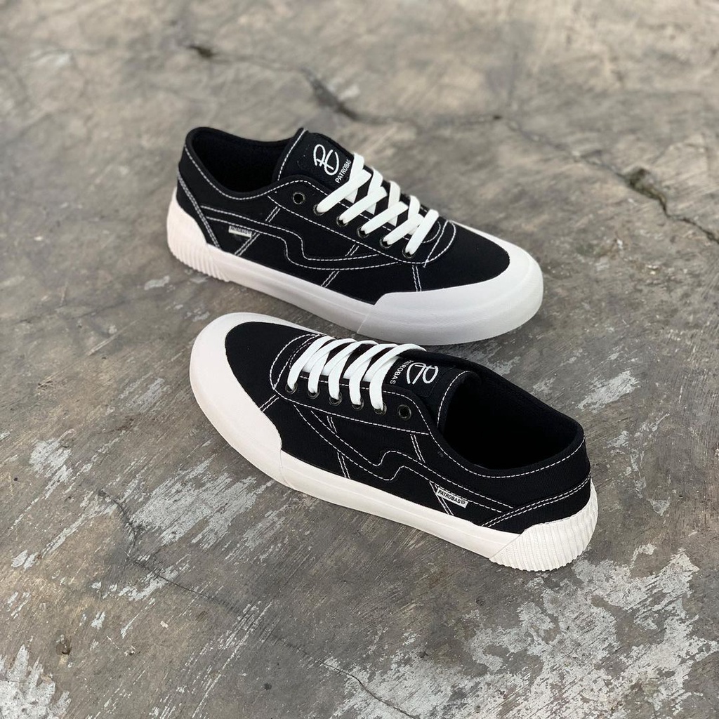 PATROBAS EQUIP LOW BLACK WHITE & CHARCOAL (ABU) - Sepatu Sneakers Canvas Pria/Wanita Patrobas Original-3