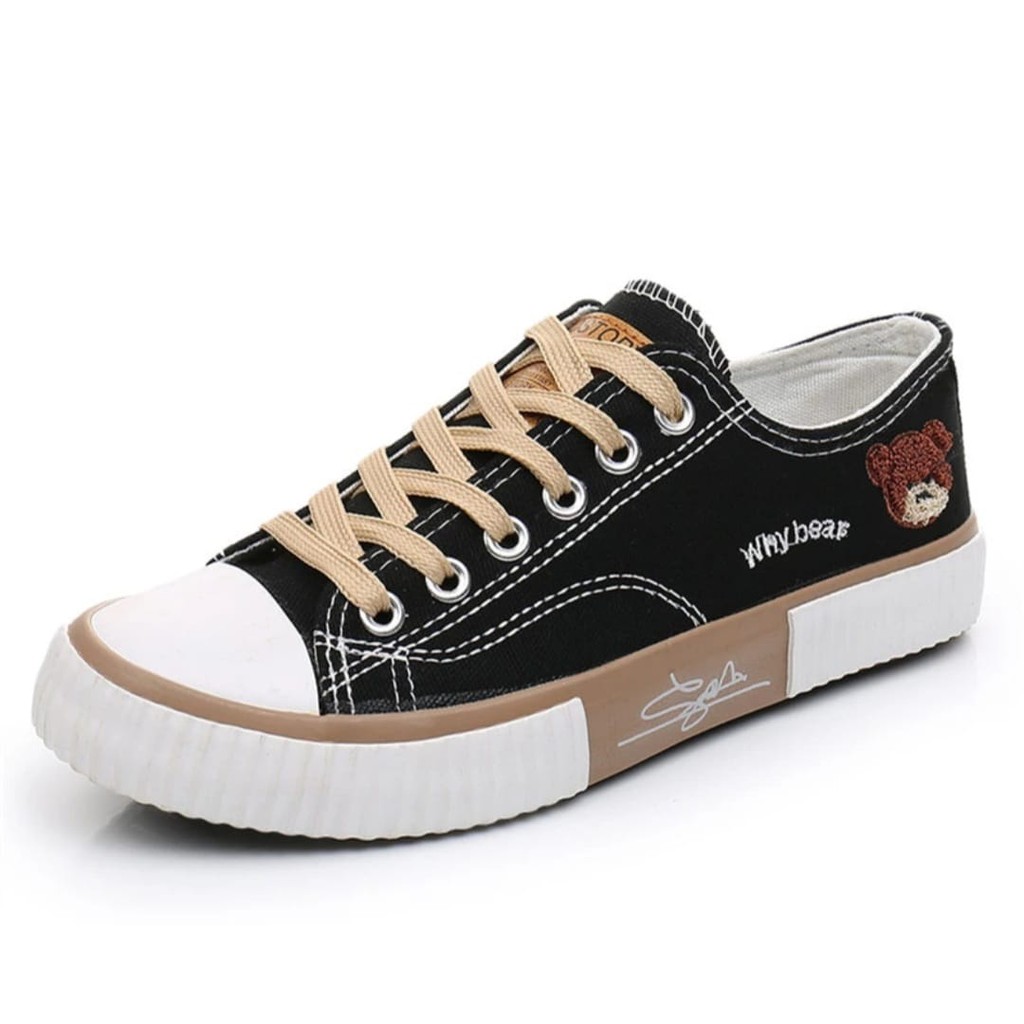 Sneakers Wanita Bahan sintetis Dan Canvas AS167-Hitam
