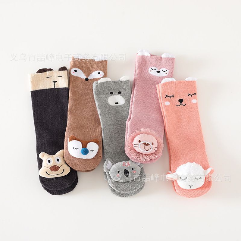 1234OS - Kaos Kaki Panjang Bayi Motif / Kaos kaki Anak Panjang Dengan BONEKA TIMBUL