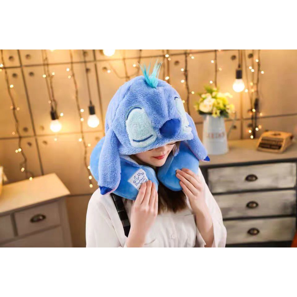 BANTAL LEHER LILO STITCH WINNIE THE POOH NECK PILLOW IMPOR FASHION TRAVEL LEMBUT