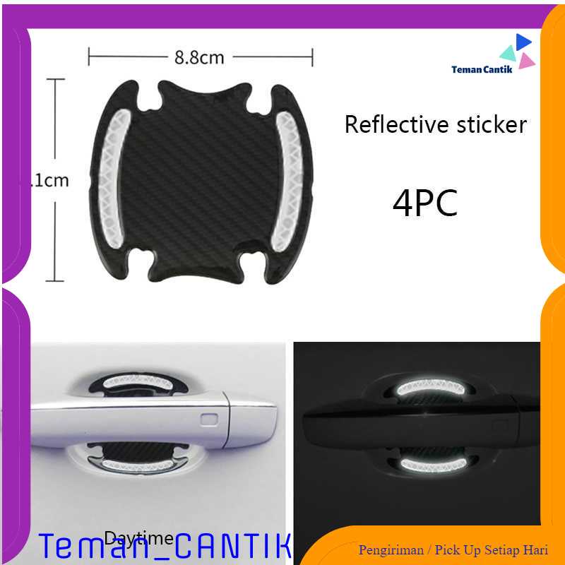TC-HA1 Seametal Reflective Sticker Gagang Pintu Mobil Carbon Fiber 4PCS 1185