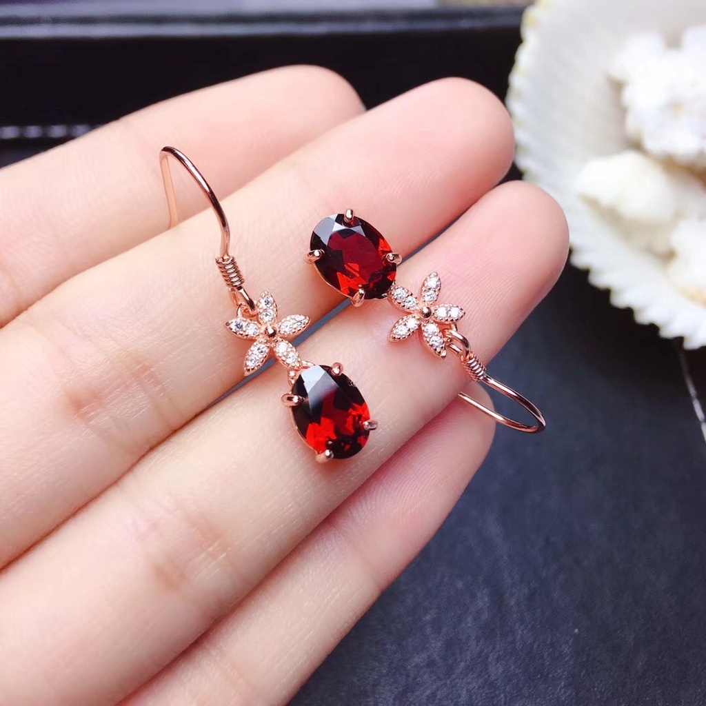 Fashion Luxury 18K Rose Gold Ruby Earrings