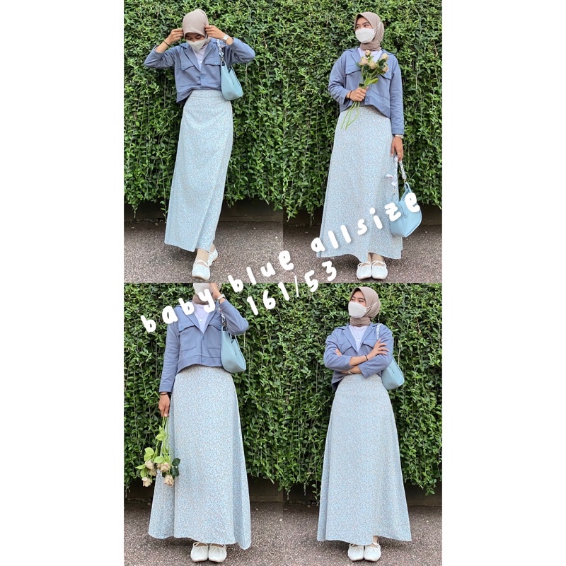 SEMI CRINKLE SKIRT | PART I | FLORAL SKIRT | PJ 90cm | WAJIB BACA DESKRIPSI!