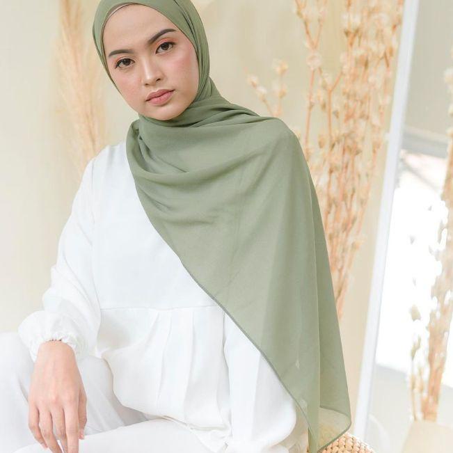 ☑ SAGE GREEN Pashmina Ceruty Babydoll ( Hijab Warna Sage Green ) ⅍