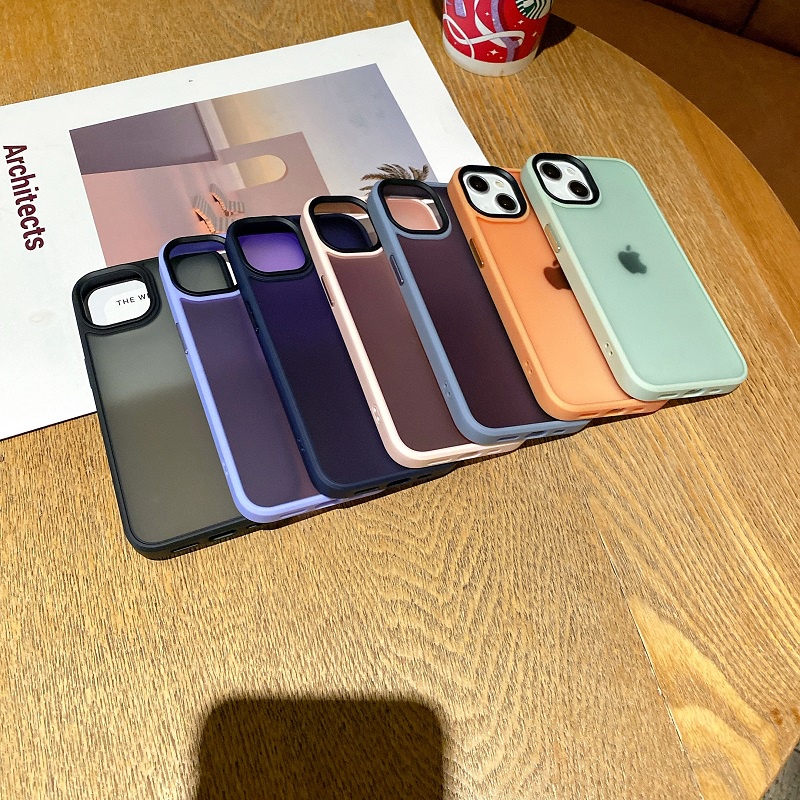 Case Pelindung Lensa Bahan Akrilik matte Warna-Warni Untuk iphone 13 pro max 11 12 XR xsmax 7 8 plus se2