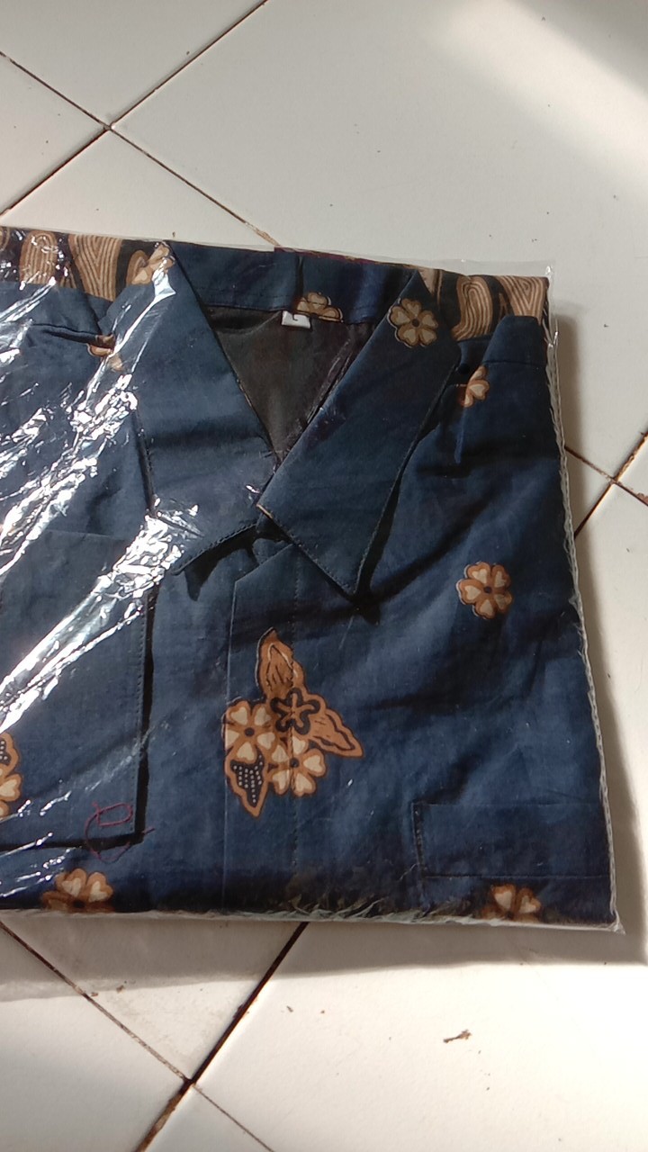 (1kg=4pcs) Kemeja Batik Lengan Panjang Batik Ori Kla Jaladara Biru Batik Solo Seragam Batik