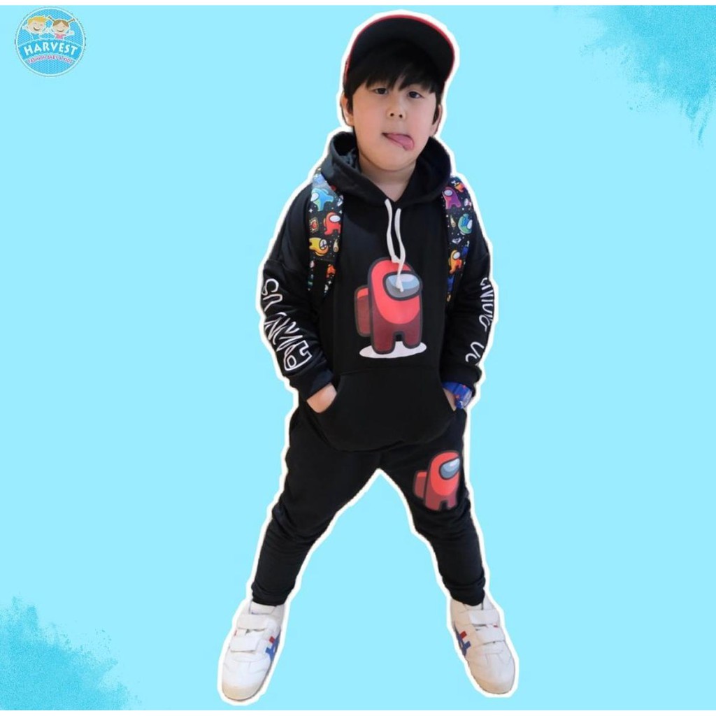 SETELAN SWEATER HOODIE AMONG US 1-5 TAHUN SETELAN ANAK SETELAN SWEATER HOODIE ANAK TERBARU