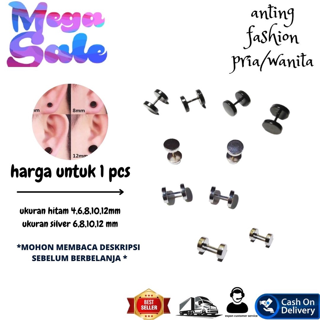 ANTING BARBEL RODA 8 ML HITAM,ANTING RODA HITAM 8 MM