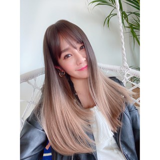 Wig rambut  Palsu Panjang lurus  Warna  Gradasi Emas Gaya 