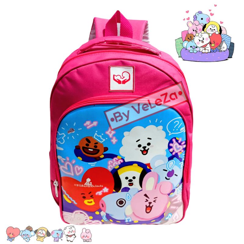 Tas ransel anak perempuan karakter  2in1 - tas + tempat pinsil - tas anak