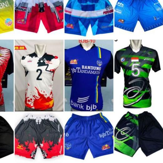 ♟ PAKET HEMAT setelan baju dan celana voli proliga / setelan baju voli BNI/ setelan kaos voli printi