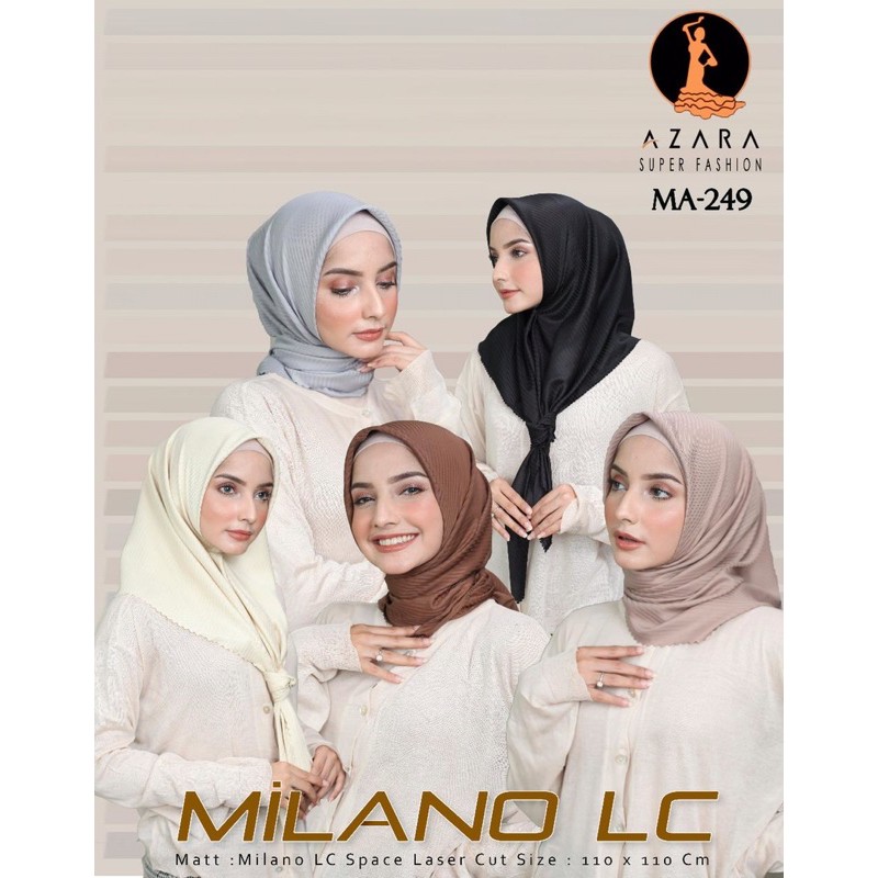 SEGIEMPAT VOAL CANTIK MILANO AZARA / HIJAB JILBAB SQUARE STRIPE LASER CUT