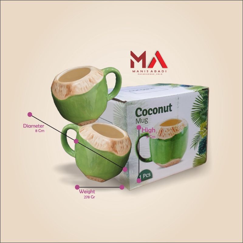 mug coconut unik cantik+box