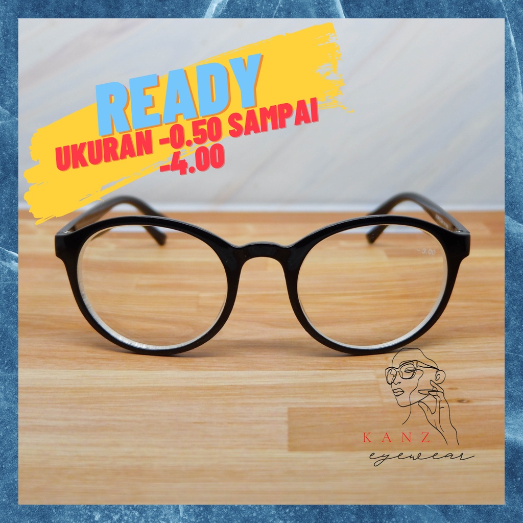 Kacamata Oval Wanita Pria Minus Frame Bulat Besar Model Cat Eye Murah Lensa Tipis