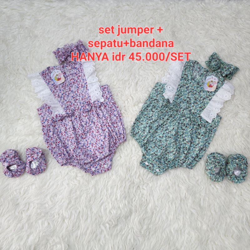 baju bayi perempuan JUMPER+BANDANA+SEPATU