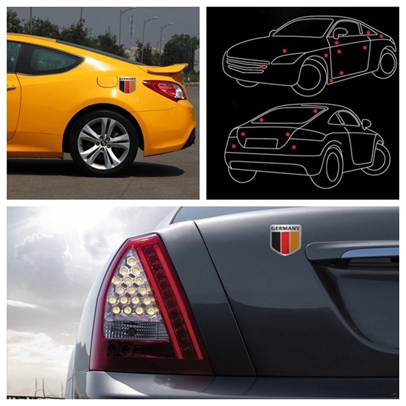 (LUCKID) Stiker Emblem / Badge Logo Bendera Jerman 3D Bahan Aluminum Untuk Gril Mobil